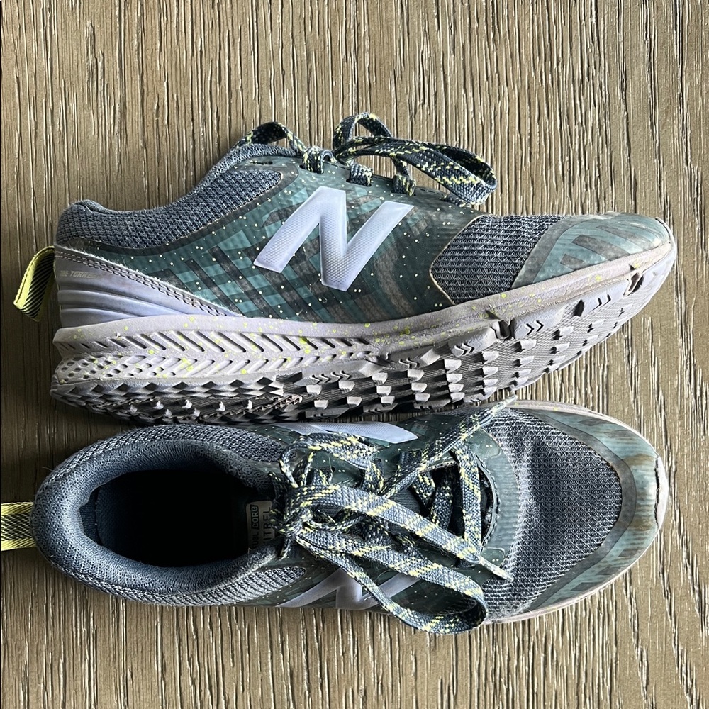 New Balance Kids' Gray/Purple & Green Athletic Sneakers